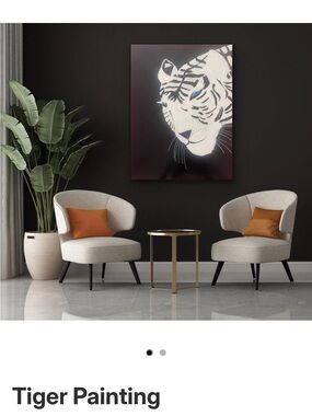 White Tiger Wall Art with Blue Eyes
